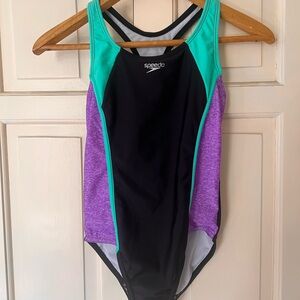 Speedo Girl’s One Piece Swimsuit - Black, Purple, Teal